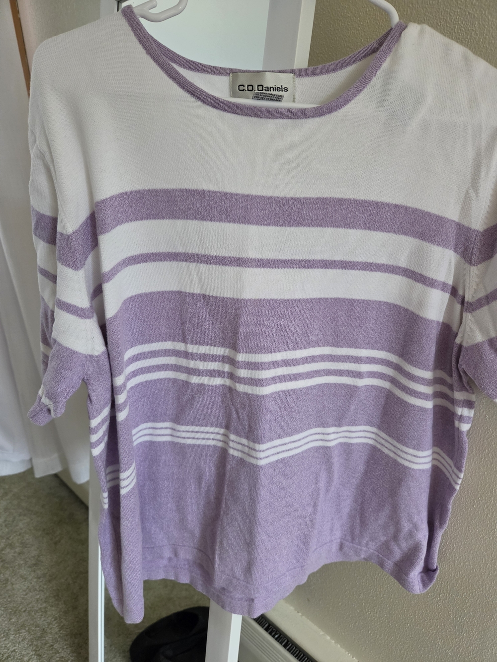C.D. Daniels Lavender & White Striped Short Sleeve Tee